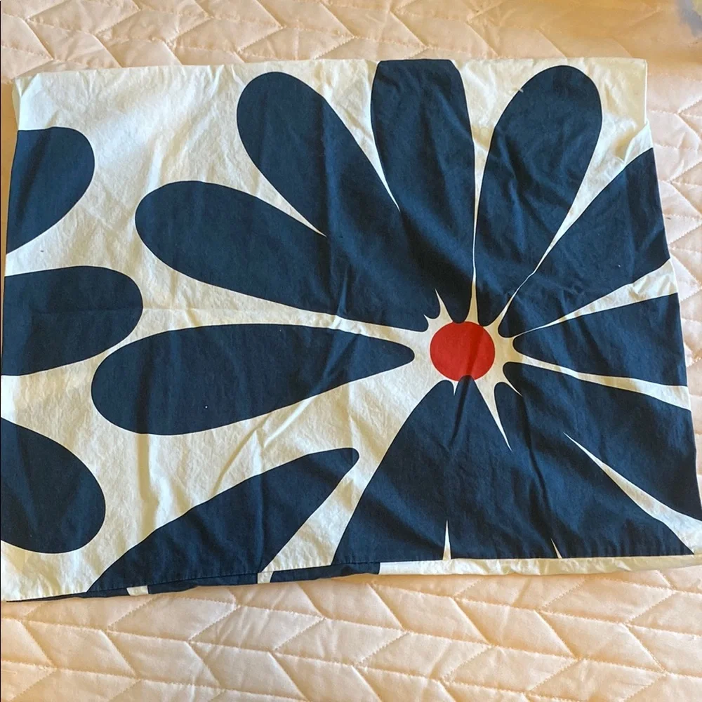 IKEA Floral pillow case - Navy and White